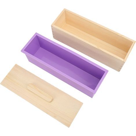 Lila Seifenform aus weichem Silikon, DIY-Set zur handgemachten Seifenherstellung mit Holzbox und Deckel (1/5)