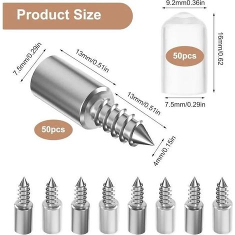 Support D Étagère - 7 5 Mm - Vis Autotaraudeuse Intégrée - Pour Tablettes Verre Ou Panneau - 50 Pièces (1/5)