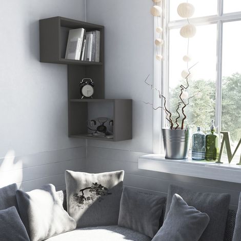 Decortie Part Modern Corner Shelf 82cm Narrow - Anthracite Grey (1/3)