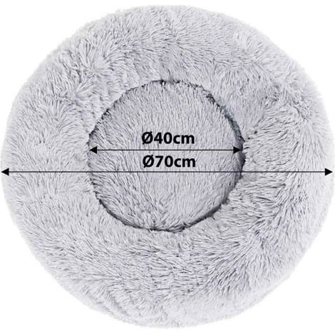 Panier - Chien - Donut - Gris Clair - 70 cm Ø - Confort Doux (1/3)