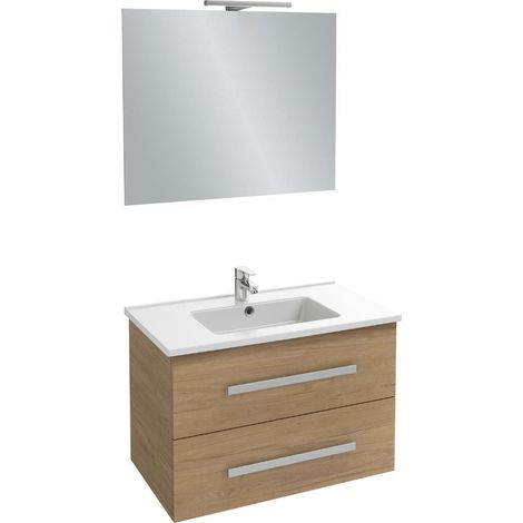 Meuble vasque 80 cm JACOB DELAFON Ola Up chêne colorado avec miroir et spot