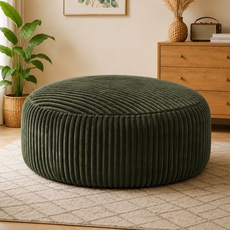 Runder 6FT Sitzsack aus grünem Cord, Memory-Schaum OKMYHOME (1/5)