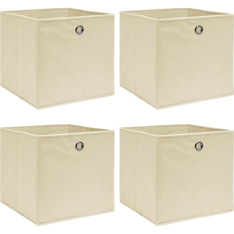 Boîtes de rangement 4 pcs Crème 32x32x32 cm Tissu (1/5)
