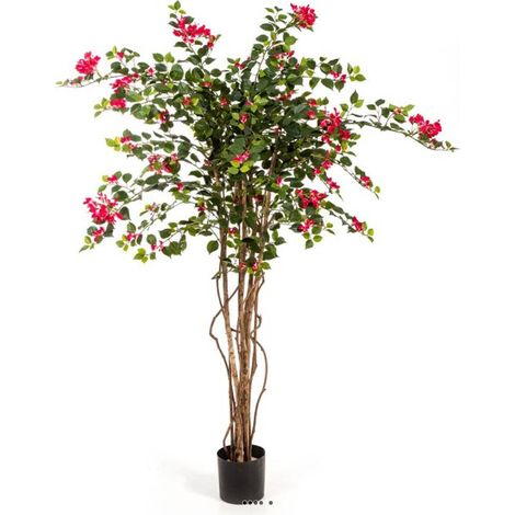 Bougainvillier artificiel tronc bois H150 cm Rose Fushia