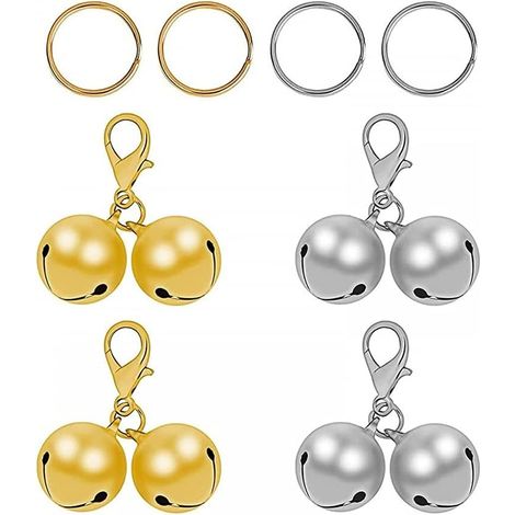 4 Pcs Cloches pour Animaux de Compagnie, Cloches pour Collier de Chiens Cloches en Argent Doré pour Pendentif À Breloque pour Collier de Chats Chiens (1/5)