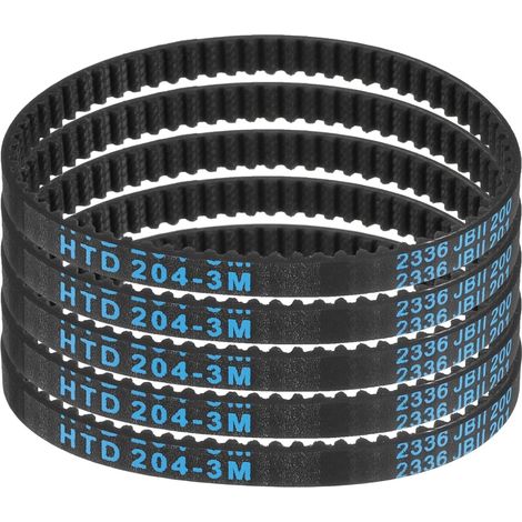 5pcs HTD-3M Rubber Timing Belt, 68 Teeth, 204mm Pitch Length x 6mm Width x 2.4mm Height, Closed Loop Pulley Belt (1/5)