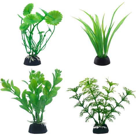 Plante Aquarium Artificielle, Petites 11 cm / 4,33 Pouces, 10 cm / 3,94 Pouces Plantes d'Aquarium Réalistes Plastique Plante Decoration Aquarium 4pcs (1/5)