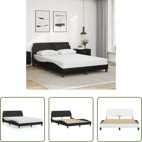 Cadre de lit - Cadre de lit Dover noir 140x190 cm similicuir (1/5)