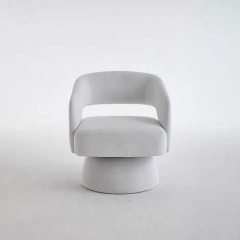 Fauteuil pivotant moderne en tissu beige, assise rembourrée, dossier ergonomique et base stable pour salon, chambre ou bureau, gain de place - CHICFURN (1/5)