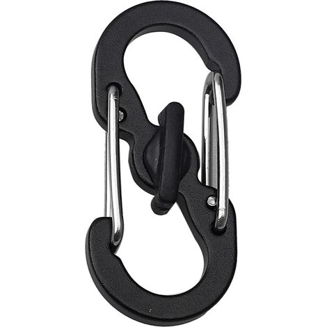 Mousqueton S-Biner Micro Lock Mini en acier inoxydable, noir, lot de 2 (1/3)