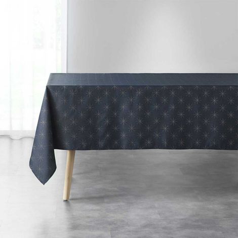 Nappe Imprimée Jacquard "Étoiles" 140x300cm Bleu (1/3)