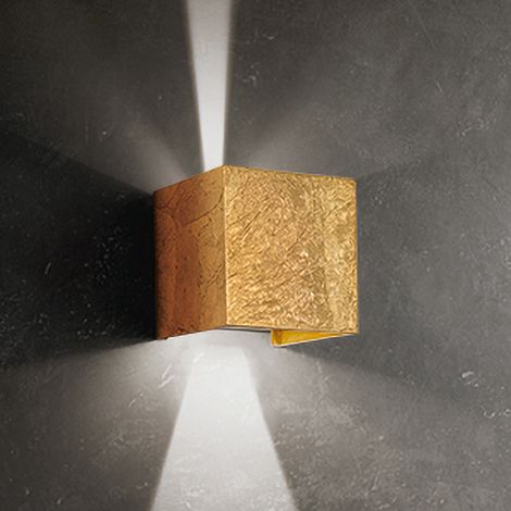 Cube Mural 100 X 100 X 100 Mm. Feuille D'Or. 1 Led 6,5 W, 474 Lm. 220-240 V - 3000 K - Ip54 (1/2)