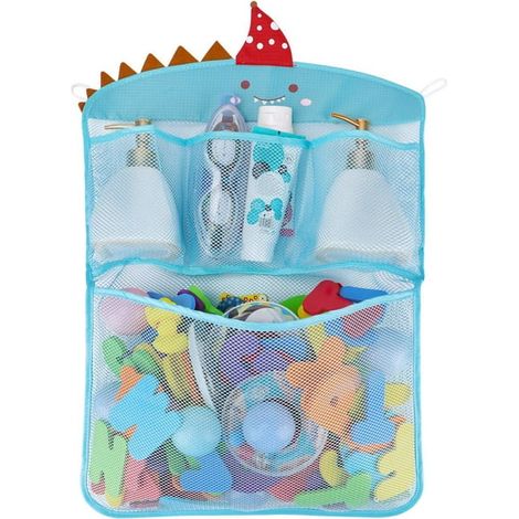 Ensemble organisateur de jouets de bain pour bébé, filet de séchage rapide pour jeux de baignoire pour tout-petits (bleu) (1/5)