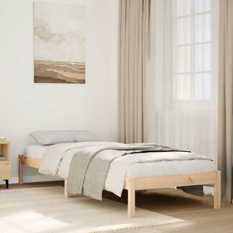 Cadre de lit extra long sans matelas 90x210 cm bois massif pin (1/5)