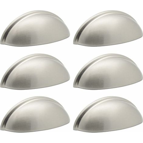 6er-Pack Schranktürgriffe, moderne Muschelschubladen, 76 mm (3 Zoll) Lochabstand, gebürstetes Nickel (1/5)