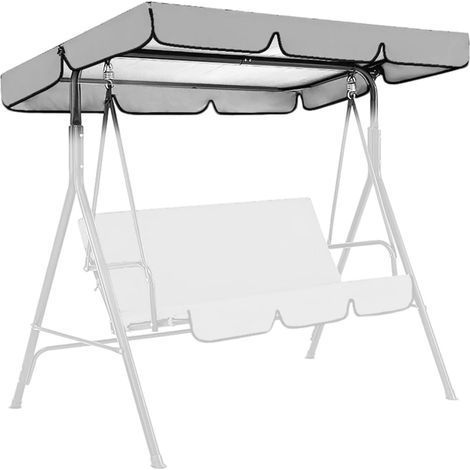 Grey, Garden swing cover, 249 x 185 x 18 cm, Waterproof and durable, Universal replacement canopy for garden swing, Oxford fabric, 3-seater, UV protection (1/5)