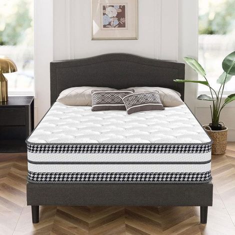 Matelas 90x200 cm Premium - Épaisseur 26 cm, Hybride Mousse & Ressorts Ensachés - Blue Latex - Fermeté Moyenne - 8 Zones de Confort (1/5)