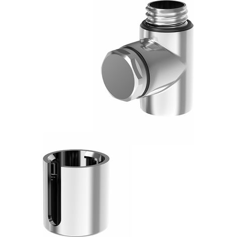 WarmeHaus Electric Heating Element Cover Cap & T Piece with End Plug for Bathroom Heated Towel Rail Radiator Chrome