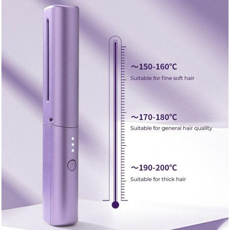 Lisseur de cheveux mini rechargeable, fer à lisser portable sans fil, appareil de coiffage compact USB, idéal voyage et sac à main, lissage rapide et doux. (1/5)