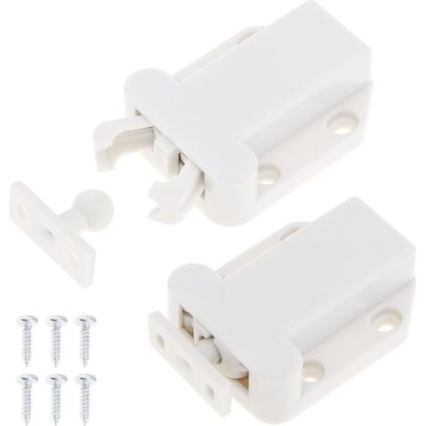 6Pcs Quick Release Cabinet Latches Push to Open Non-Magnetic Drawer Catches Cabinet Catch Furniture Door Cupboard Quick Release Latch, White MUMU (1/4)