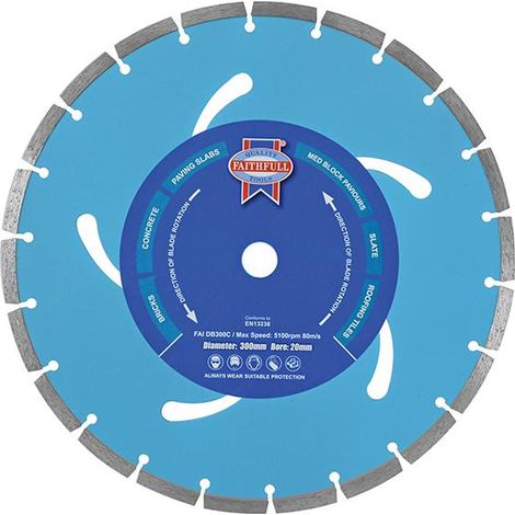 Faithfull 115mm (1/2") Diamond Blade for Wet and Dry Cutting, 7mm Thickness, Suitable for Concrete, Brick, and Block - Model FAIDB115C (1/2)