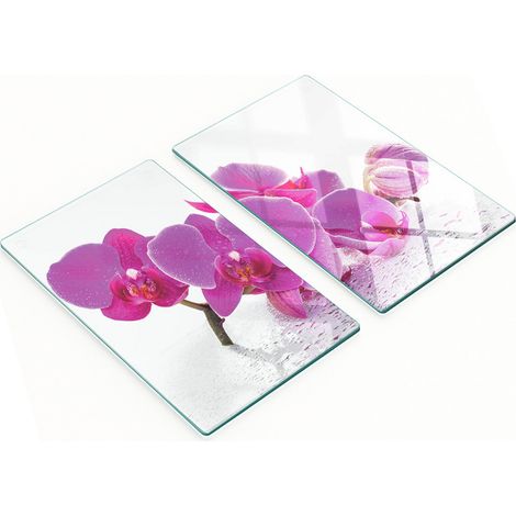 Stilvolle und robuste Glasbretter mit rosa Orchideenmuster, 2 x 30 x 52 cm (1/5)