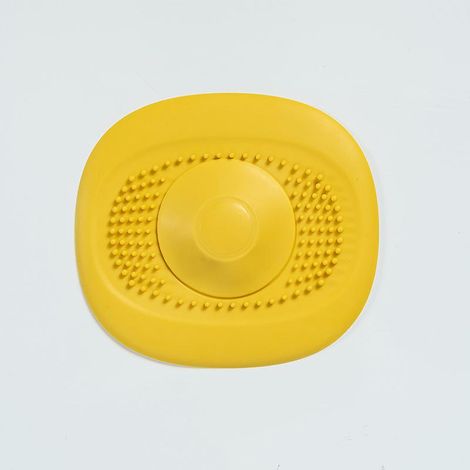 Lot de 4 grilles de vidange en silicone jaunes pour lavabo et évier de cuisine. (1/4)