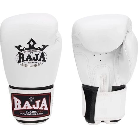 Guantoni da boxe Raja Standard in pelle sintetica, colore bianco, 16 oz. (1/5)
