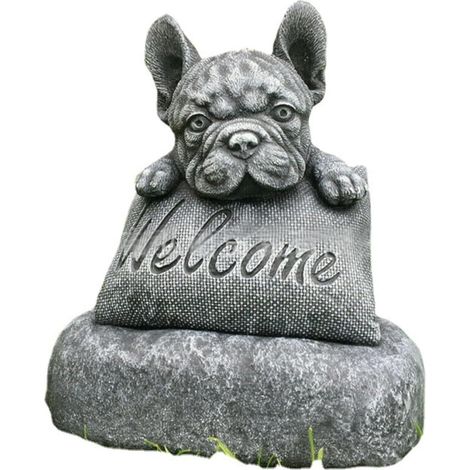 Bouledogues français - Accessoires de bienvenue pour la maison ou le jardin - Décoration de terrasse et de jardin - Décoration extérieure (1/5)