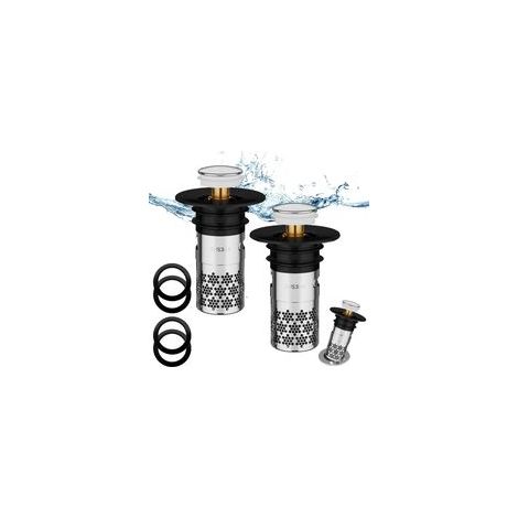 Bonde Lavabo Pop Up Universel 34 40mm, Lot de 2 Filtre Anti Clogging, Accessoire pour Évier, Salle de Bain et Cuisine