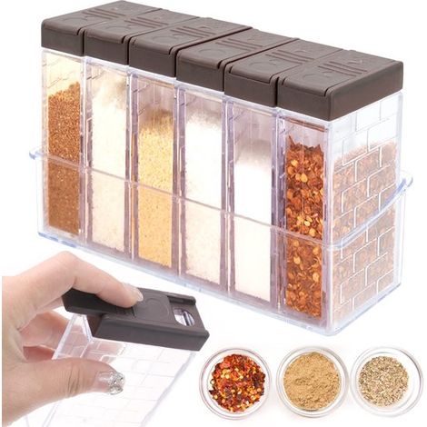 Dailygoods – 6er-Set Gewürzgläser – Transparente Gewürzbehälter – Langlebig und sicher – Transparent – Gewürzstreuer – Ideal für Zucker... (1/5)