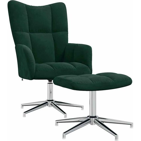 Maison Exclusive - Relaxsessel mit Hocker Dunkelgrün Samt
