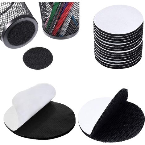 10 Paires 5 CM Round Scratch Autocollant, Bande Scratch Adhésive pour Maintenir en Place les Tapis, les Nattes, les Rideaux et le Mur de Photos (1/5)