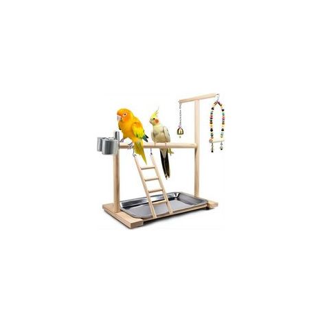 Parrot Playstand, Bird Play Stand with Feeder Seed Cups, Ladder Hanging Swing Chew Exercise Toys, for Conure Macaw Cockatiel Finch Small Animals (1/5)