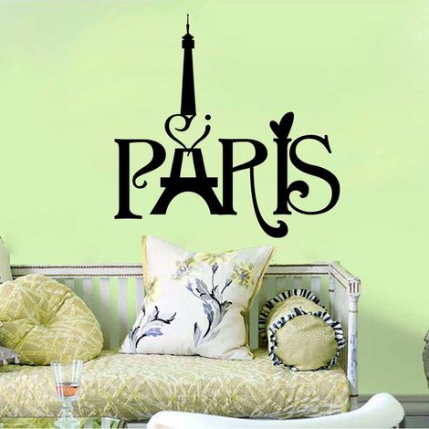 Stickers muraux Tour Eiffel sculptée pour salon et chambre, vente en gros, imperméables et amovibles. (1/3)