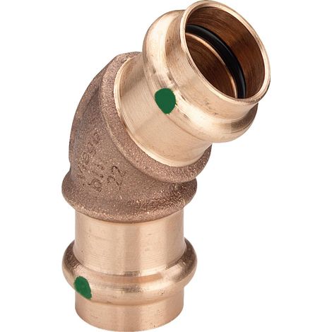Viega Sanpress-Curva a 45 gradi, d 54mm Bronzo rosso o bronzo al silicio Modello 2226, 197506
