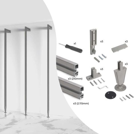 Emuca Zero Kit telaio modulare con ferramenta e 3 profili, alluminio e zama, grigio pietra (1/5)