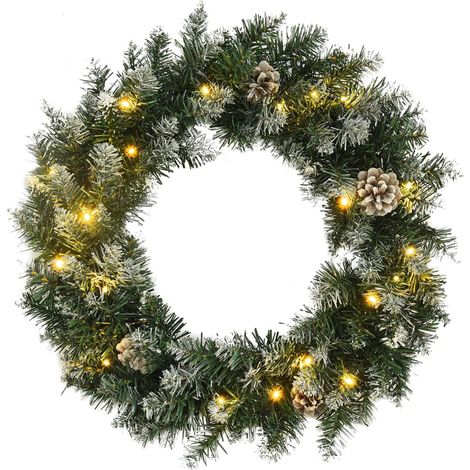 Weihnachtskranz mit LED-Leuchten Grün 60 cm PVC