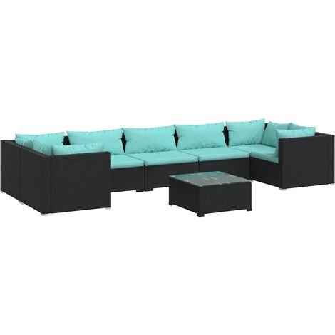 Maison Exclusive - Set Divani da Giardino 8 pz con Cuscini in Polyrattan Nero (1/5)