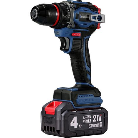 21V 4,5Ah Akku-Schlagbohrschrauber mit 15-teiligem Bit-Set, 2 Akkus, Blau (1/4)