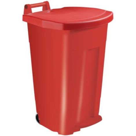 Poubelle mobile à pédale Boogy - 90l - rouge / rouge (1/3)