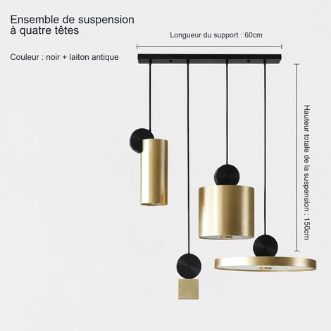 Suspension LED Moderne Ensemble 4 Pièces sur Socle Long en Fer Forgé réf 8022 4 kg – Livraison gratuite