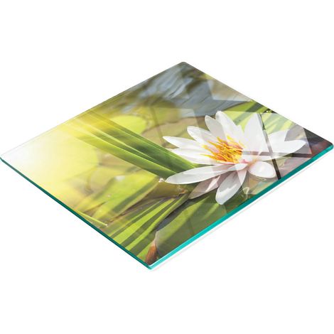 Planche à découper décorative multifonctionnelle pour la cuisine, en bois trempé, motif lotus et paille, 60 x 52 cm (1/5)
