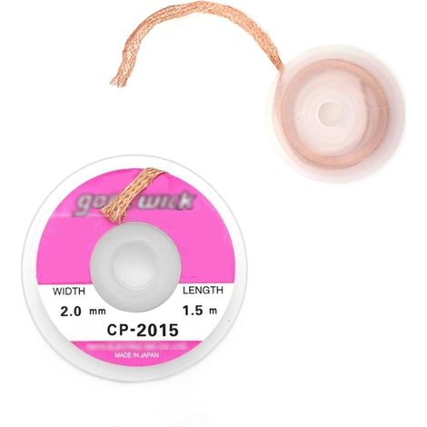 Tresse de dessoudage en cuivre pur, 2 mm x 1,5 m, tressage fin, mèche éliminatrice de soudure pour réparation propre de circuits imprimés et maintenance électronique (1/5)