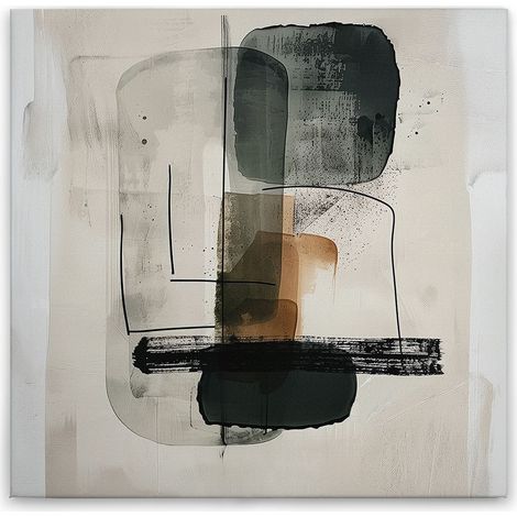 Leinwandbild Abstrakte Kunst Modern M1-No.52150 - Kunstdruck auf Leinwand in Beige Grau - Wandbild 30 x 30 cm (1/5)