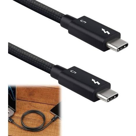 Cable Thunderbolt 5, Thunderbolt 5 80Gbps Avec Jusqu'À 120Gbps De Bande Passante Et 240W Rétrocompatible Avec Câble Usb4 (1/5)