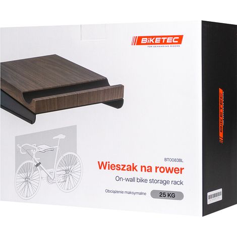 BIKETEC Wandfahrradständer, schwarz, mit Ablage (1/5)