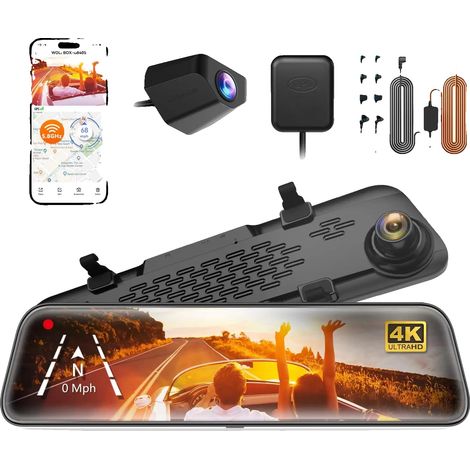 Dashcam, registrazione 4K, doppia telecamera, con kit di cablaggio, scheda TF da 32 GB in omaggio. (1/2)