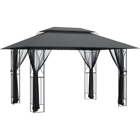 Tonnelle de jardin,Belvédère avec parois latérales anthracite 400x300x270 cm acier CFW310778 (1/5)