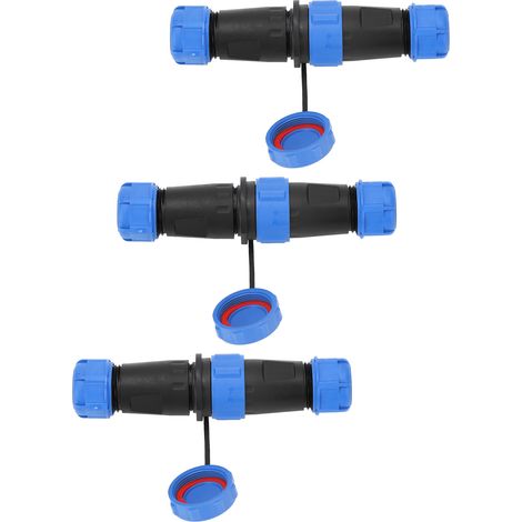 Lot de 3 connecteurs de câble d'alimentation électrique industriel 2 broches, étanches IP68, pour traversée de cloison aéronautique, 500 V CA, 30 A (1/5)